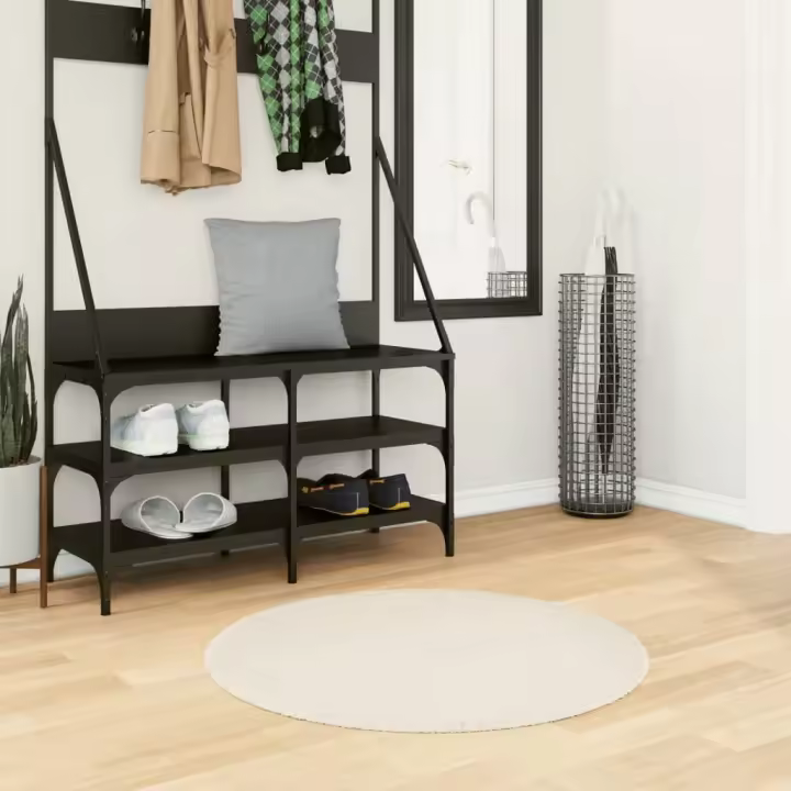 vidaXL Alfombra de pelo largo moderna crema Ø 80 cm - 1