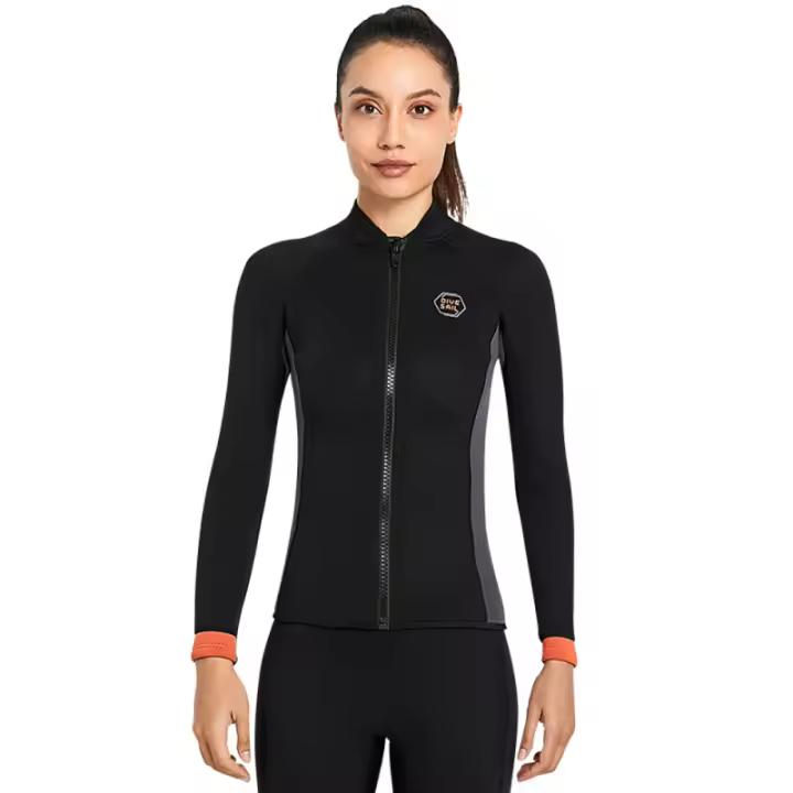 Top De Neopreno De Manga Larga Para Mujer 3mm Con Cremallera Frontal Para Surfismo Natación Snorkel Y Kayak. Ropa De Deporte De Agua - 1