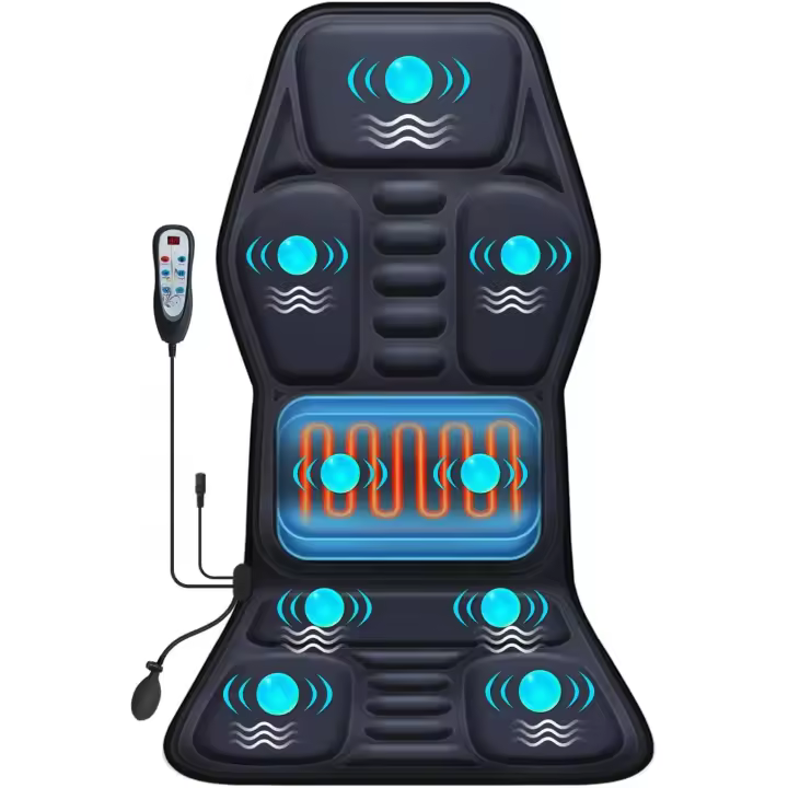 Cojín de masaje para asiento con calor, 9 estilos de masaje, función de soporte lumbar, masajeador de espalda para aliviar la fatiga y el estrés, almohadilla para silla para hombres, mujeres, uso en el hogar y la oficina - 1