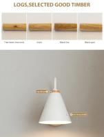 Iluminación De Pared Nórdica Luz De Noche Para Dormitorio Y Sala De Estar Decoración De Madera Retro Lámpara De Interior LED Moderna - details 1