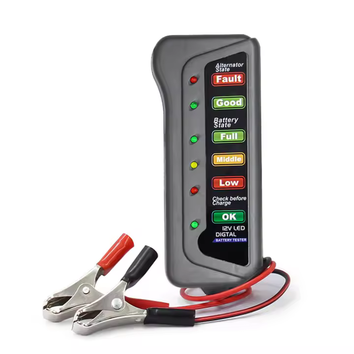 Probador de batería de 12 V, comprobador de batería de coche portátil con 6 LED - 1
