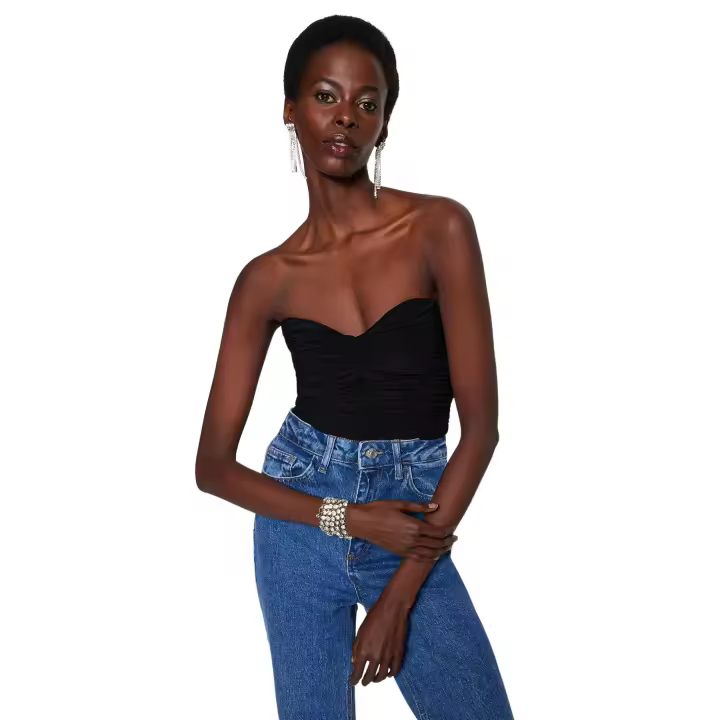 Trendyol Ecru Lined Draped Stud Knitted Body Tprss23Bd00027 - 1