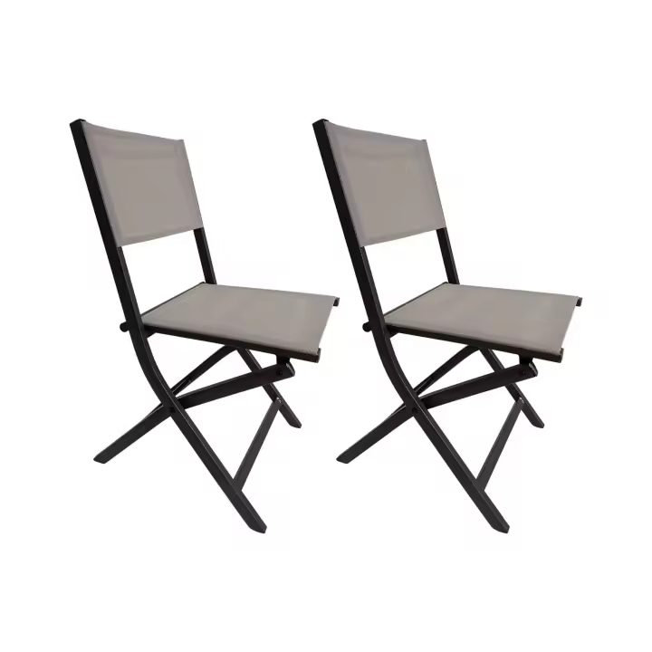 Sillas plegable Rebecca Murici 84x48x57 Aluminio Poliéster Gris Dark Modern Beige CONJUNTO 2 piezas Montado - 1