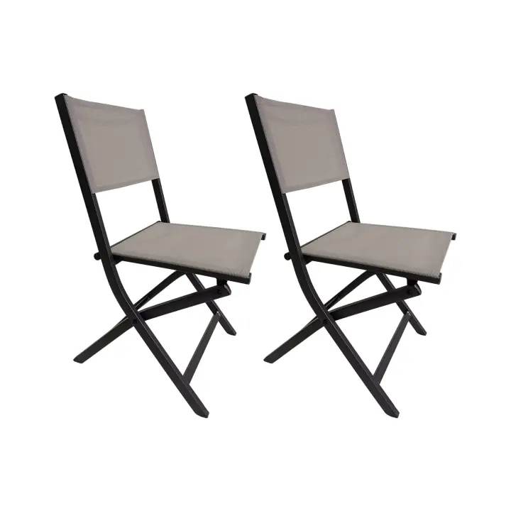 Sillas plegable Rebecca Murici 84x48x57 Aluminio Poliéster Gris Dark Modern Beige CONJUNTO 2 piezas Montado - 1