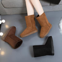 Botas De Nieve BCEBYL De Terciopelo Cálido Y Moda Casual Con Punta Redonda Y Suela Gruesa Color Sólido Medias Cañas Para Mujer - details 9