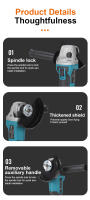 Grinder De Ángulo Inalámbrico De 18V Sin Cable Compatible Con Batería Makita Para Corte De Metal Piedra Y Madera No Incluye Batería - details 13