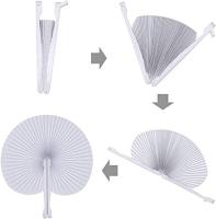 Paquete de 6 abanicos de papel plegable de mano con forma de Acordeón, redondo y Blancos, para Bodas, cumpleaños - details 2