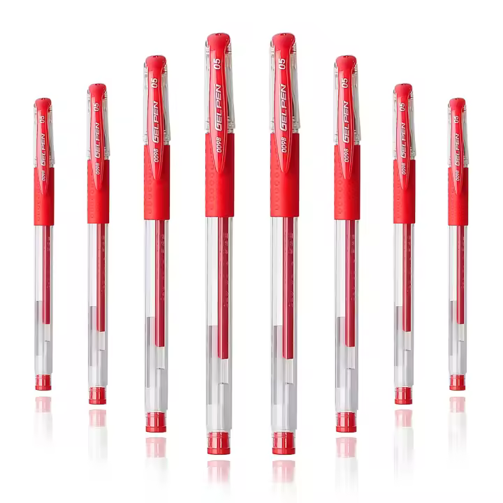 Juego De 4/8 Bolígrafos De Tinta Gel 0.5mm Rojo Para Escuela Y Oficina Suministros De Papelería Estilo Rollerball - 1