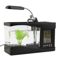 Pequeño Acuario De Escritorio Con Horario Y Luz LED Negro 24*10*14cm Timer LCD Para Tanque De Peces USB 5V Mini Tanque De Peces - details 3