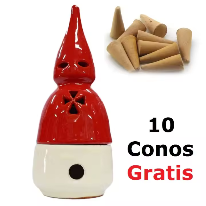 INCENSARIO NAZARENO DE CERAMICA,SEMANA SANTA,COLOR ROJO Y BLANCO,cm,fespu - 1