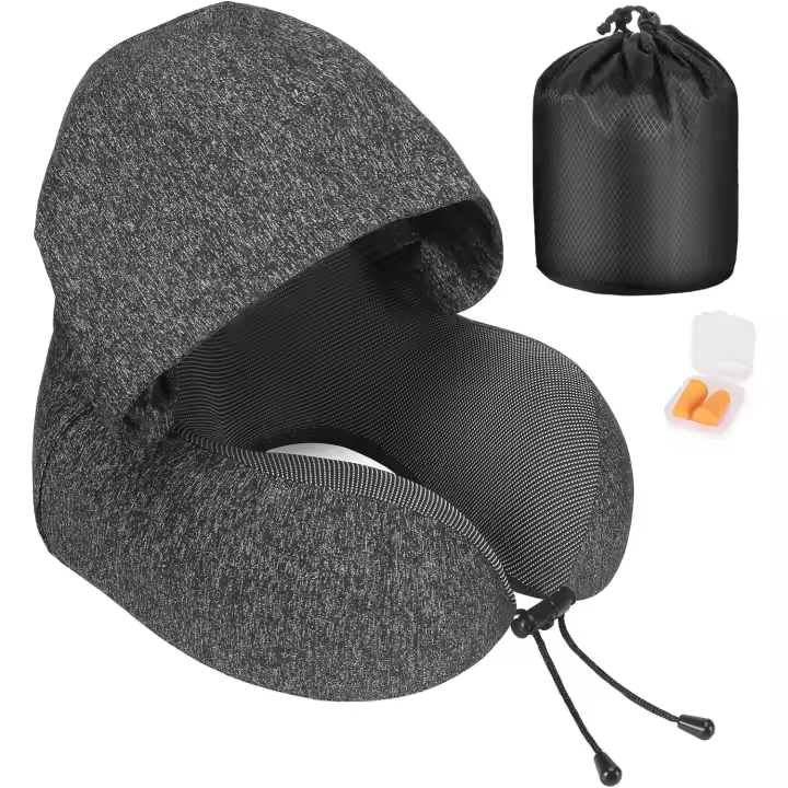 Cojín de Viaje en Forma de U with Diseño de Copos de Aleación, Soporte para Cuello, Bolsa de Almacenaje y Tapones para los Oidos - 1