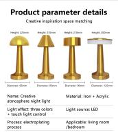 Lámpara De Mesa LED Portátil Con Sensor Táctil Recargable Luz Nocturna Para Mesa De Comedor Hotel Nightstand Lámpara De Noche Para Dormitorio Decoración Moderna - details 13