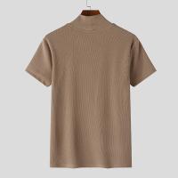 Camiseta INCERUN Para Hombre Color Sólido Cuello Alto Manga Corta Estilo Casual Verano Fitness Streetwear Moda Tops - details 7