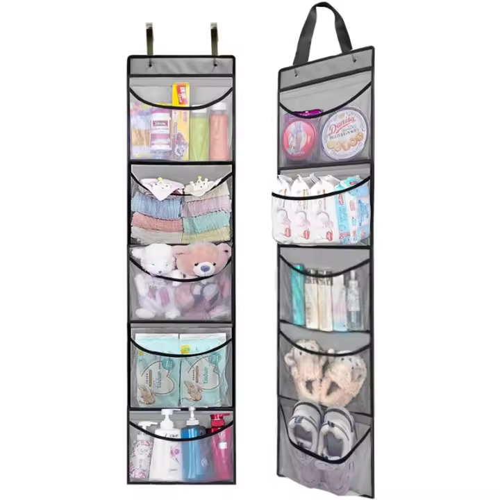 Juego de 2 estantes colgantes, Organizador para armarario de almacenamiento, Organizador Colgante, Gris - 1