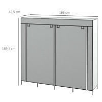 HOMCOM Armario de Tela para Dormitorio Armario Portátil con 10 Compartimentos 2 Rieles Colgantes y 4 Cajones de Tela 166x42,5x169,5 cm Gris Oscuro - details 2