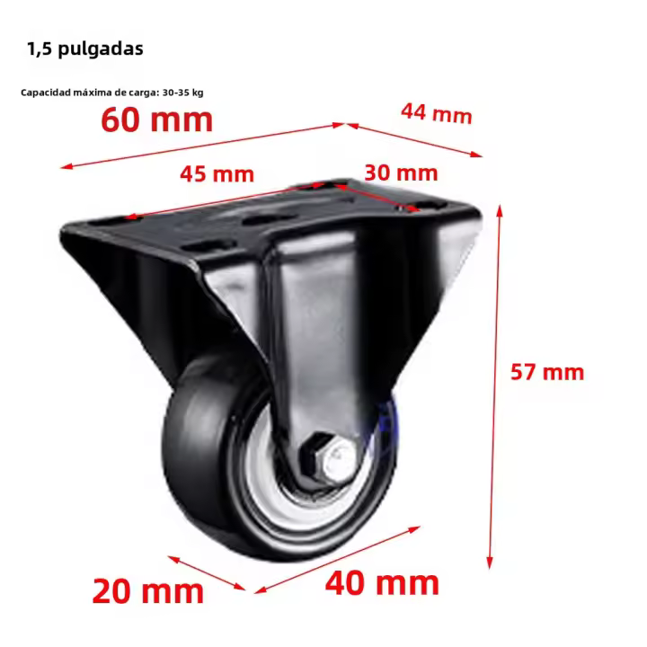 Ruedas De Goma Resistentes Para Muebles Rodillos Con Freno 360° Rueda De Gira Industrial 1.5/2 Pulgadas Para Muebles - 1