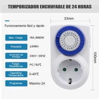 Enchufe Eléctrico Temporizador Mecánico de 24 Horas, Conmutación Cada 15 Minutos, Interruptor ON/Off, 230V 16A, Color Blanco, pack 2 unidades - details 4