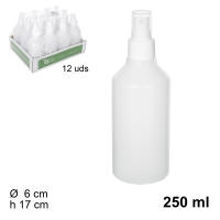 - Botellas Spray para Atomizar de 250ml, Blancas. Packs de 12 Unidades. Pulverizadora para Vaporizar Líquidos. Envases de Plástico de 17 x 6 - details 0