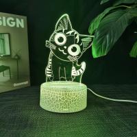 Lámpara De Noche LED 3D Ilusión De Queso Gato 16 Colores Auto Gradiente Con Interruptor Táctil Y USB Regalo Para Niños - details 3