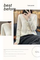 Suéter De Punto De Lana Merino 100% Para Mujer Cuello V Otoño Invierno Estilo Coreano Versátil Moda Oficina Regular Cierre Único Manga Larga - details 7