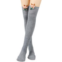 Novena Medias Navideñas Decorativas De Muñeca Calcetines De Pierna Sobre La Rodilla Estampado De Ciervo Y Rayas Para Mujer - details 18