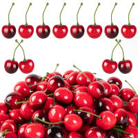 10/20Pcs Artificial Cereza Falsa Modelo De Fruta Para Pastel Decoración De Mesa Para Fiestas Y Fotografía De Alimentos Decoración De Hogar Y Hotel - details 0