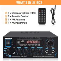 Sunbuck Amplificador Audio, 110V Amplificador HiFi Bluetooth, Receptor de Audio de Potencia de Sonido de Doble Canal de 180 W con USB, Tarjeta SD, Radio FM para Altavoces domésticos (AS-29BU) - details 1