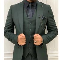 Traje De Boda Para Hombre 3 Piezas Tuxedo Formal Ajustado Con Chaleco Pantalones Solapa Notch Cierre Simple (Blazer+Vest+Pants) - details 2