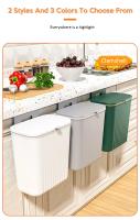 Bandeja De Basura Montada En La Pared 9L Con Tapa Para Cocina Y Baño Accesorios Ecológicos Resistentes Al Desgaste De Plástico Rectangular - details 15