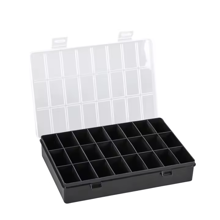 Caja De Almacenamiento Para Joyas Con 24 Compartimentos Caja Organizadora De Plástico Para Joyas Aretes Y Perlas Contenedor De Exhibición Para El Hogar - 1