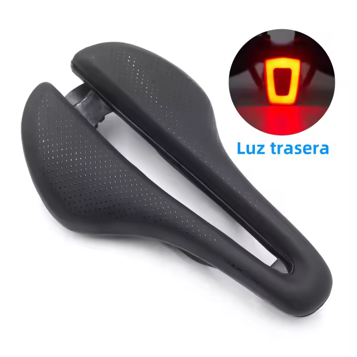 Sillín De Ciclismo WALGUN Para Triatlón Y MTB Con Luz De Cola Sillín De Bicicleta De Carretera Para Adultos Prostático Y Deportivo Tamaño 250mm * 142mm - 1