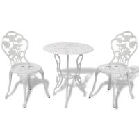vidaXL Mesa y sillas bistró de jardín 3 piezas aluminio fundido en color Verde/Blanco/Bronce y más | cómodas modernas ergonómicas para comedor cocina salón hogar - details 1