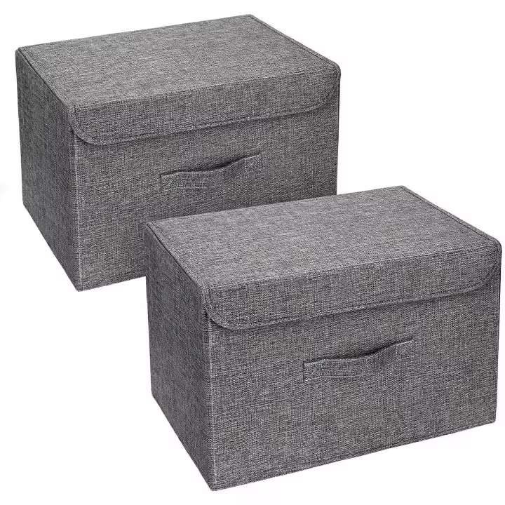 2 Piezas Cajas Organizadas con Tapa Cajas de Almacenamiento Plazas Fabricas en Tela con Asas Ideal Para Guardar Ropa, Zapatos, Ideal Para Guardar Juguetes, Ropa Y Cachivaches - 1