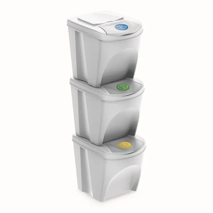 Prosperplast - Juego de 3 Cubos de Reciclaje de 75 Litros en Varios Colores - 1