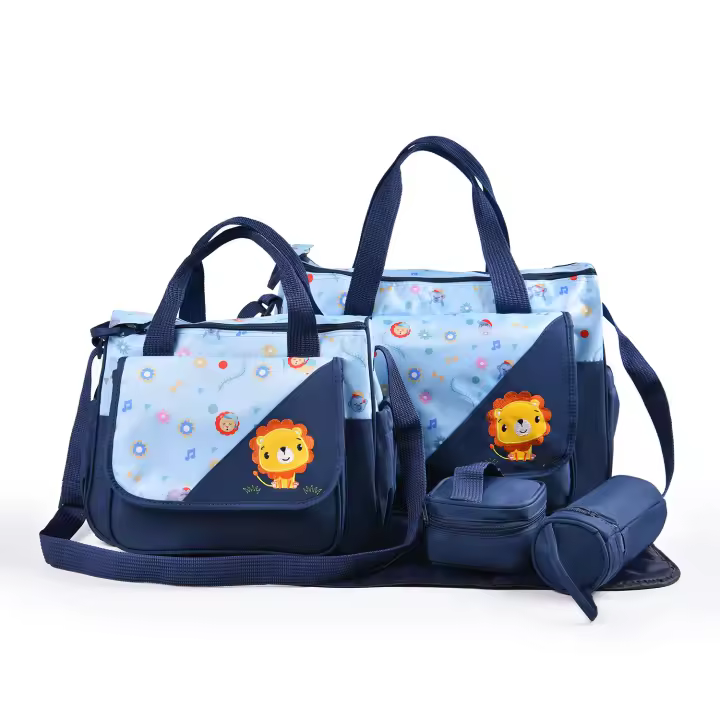 Nuevo y bonito bolso de mamá con estampado animal, conjunto de cinco piezas, multifuncional, de gran capacidad, para madre y bebé, bolso bandolera, bolso de pañales - 1