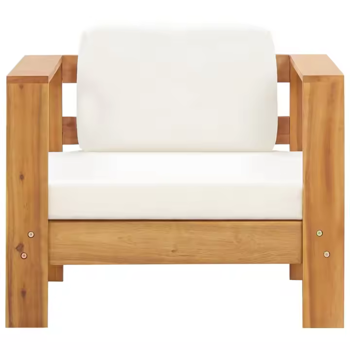 vidaXL Silla de jardín con cojín madera maciza de acacia Crema, Gris oscuro, Conjunto Terraza Muebles Jardín Exterior Juego de Muebles de jardín Mueble Jardín Exterior Muebles de Salon Exterior - 1