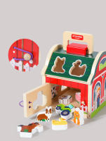 Juguetes De Madera Para Bebés Casa De Juego Montessori Con Animales De La Granja Sorteo De Colores Y Formas Bloques De Construcción Educativos Para Niños - details 4