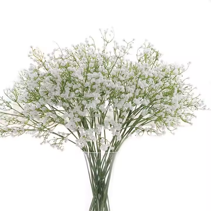 piezas de flores artificiales de tallo largo con tacto real, ramos de gypsophila de seda para decoración de bodas en interiores y exteriores (blanco) - 1