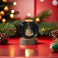 Lámpara Nocturna LED Creativa En Forma De Bola De Cristal 3D Con Patrón De Santa Claus Solar Sistema Para Ambiente De Dormitorio Regalo De Navidad Para Niños - details 5