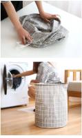 Cesta De Ropa Sucia Redonda 1pc Gran Capacidad Portátil De Algodón Para Lavandería Con Diseño Circular Ventilado Y Breathable - details 1