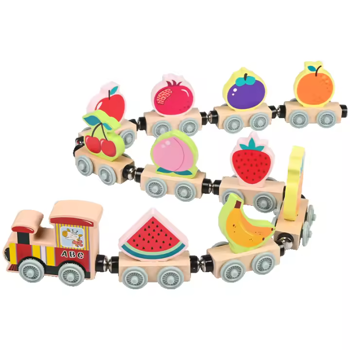 Juguetes De Tren Magnético De Madera Pequeños Para Niños Puzzle De Construcción Magnética Bloques Para Bebés Temática De Transporte Y Animales - 1