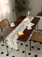Corredor De Mesa Beige Vintage Estilo Americano Con Ramas De Flores Y Encaje De Borla Para Decoración De Sala De Estar Y Cocina - details 2