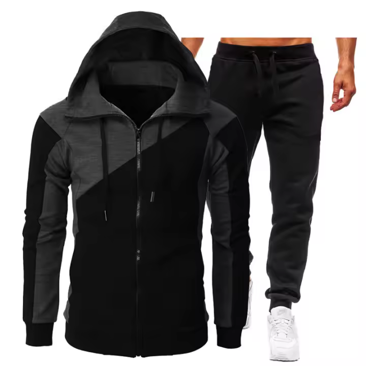 Chaqueta con capucha de otoño e invierno para hombre, deportiva, informal, de moda, con suéter de terciopelo, traje de manga larga para hombre - 1