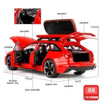 Coche De Viaje Audi RS6 Avant 1:32 JKM Miniatura Modelo Metálico Super Deportivo Para Niños Regalo Para Niño Juguete Diecast - details 1