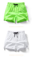 Shorts De Verano Para Hombre En Color Sólido Moda Casual Con Cintura Elástica Y Doble Bolsillos Estilo Deportivo Para Playa - details 1