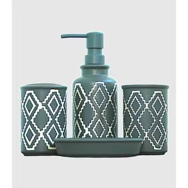 Set 4 piezas baño jabonero gris     -EkilikuaHome - 1