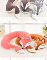 Cojín De Cuello En Forma De Zorro Lindo Y Cómodo De Algodón Suave Con Mascarilla Para Ojos Decorativo De Animal Estilo Wagon - details 7