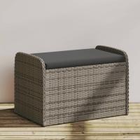 vidaXL Banco de almacenaje con cojín ratán sintético 80x51x52 cm en color Gris/Marrón/Negro | acolchados duraderos para sofás de jardín terraza exterior - details 0