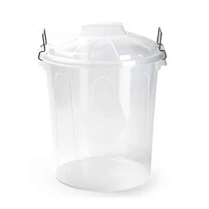 CABLEPELADO Cubo de Basura con tapa, Cubo basura Industrial, Cubo basura Plástico con asas metálicas, Contenedor residuos, 40 cm alto x 33 cm Diámetro superior, Capacidad 21 Litros, Transparente - 1