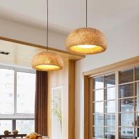 Lámpara Colgante De Bambú Tejida Decorativa Para Pasillo Y Sala De Estar E27 Fuente De Iluminación Moderna Y Retro - details 12